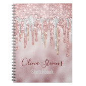 Chic roos blush Gold glitter druppelt monogram not Notitieboek (Voorkant)