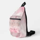Chic roos blush gold glitter druppelt monogram sling bag (Rechterhoek)