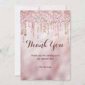 Chic roos blush gouden glitter druppels dank u kaart (Voorkant)