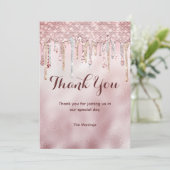 Chic roos blush gouden glitter druppels dank u kaart (Staand voorkant)