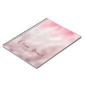 Chic roos blush holographic monogram notebo notitieboek (Linkerzijde)