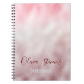 Chic roos blush holographic monogram notebo notitieboek (Voorkant)