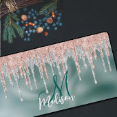 Chic roos blush mint dripping monogram bureaumat