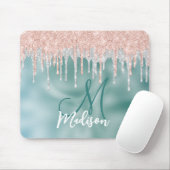 Chic roos blush mint dripping monogram muismat (Met muis)