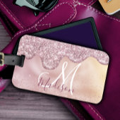 Chic roos blush ombre roze druppelmonogram bagagelabel