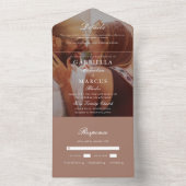 Chic Roos Blush Photo Wedding All In One Uitnodiging (Binnen)