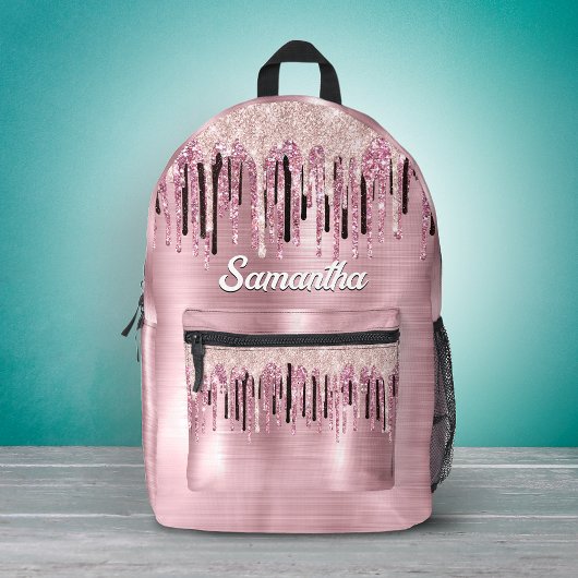 Chic roos blush roze druppelmonogram bedrukte rugzak