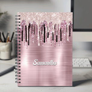 Chic roos blush roze druppelmonogram notitieboek