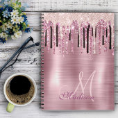 Chic roos blush roze druppelmonogram notitieboek