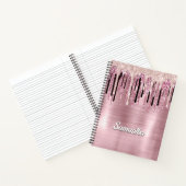 Chic roos blush roze druppelmonogram notitieboek (Binnen)