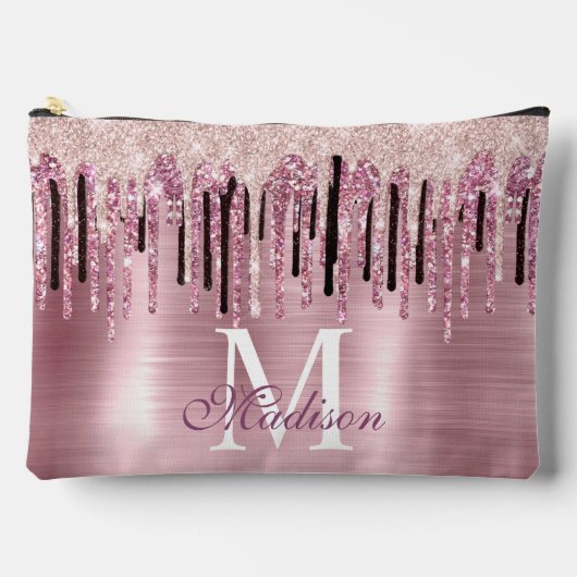 Chic roos blush roze druppelmonogram notitieboek etui (Voorkant)