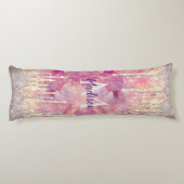 Chic roos blush roze glitter druppelt monogram lichaamskussen (Achterkant)