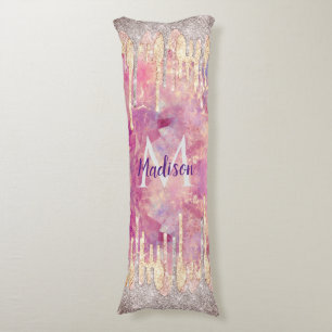 Chic roos blush roze glitter druppelt monogram lichaamskussen