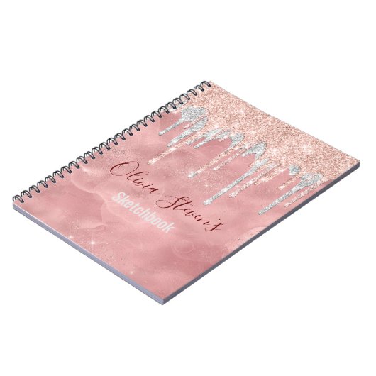 Chic roos blush Silver Daling Monogram notebo Notitieboek (Linkerzijde)