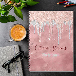 Chic roos blush Silver Daling Monogram notebo Notitieboek