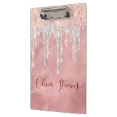 Chic roos blush Silver dripping monogram Klembord (Links)