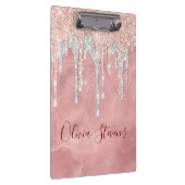 Chic roos blush Silver dripping monogram Klembord (Rechts)