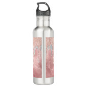 Chic roos blush Silver dripping monogram Waterfles (Achterkant)
