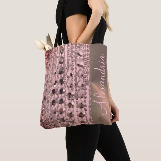 Chic Roos Blush Stringede kralen Tote Bag (Dichtbij)