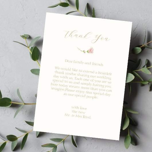 Chic Roos Flat Wedding Bedankt Card