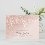 Chic roos glitter ombre roze zoete zestien 16 kaart (Staand voorkant)