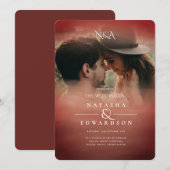 Chic Roos Gold Abstracte overlay foto bruiloft Kaart (Voorkant / Achterkant)