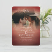 Chic Roos Gold Abstracte overlay foto bruiloft Kaart (Staand voorkant)