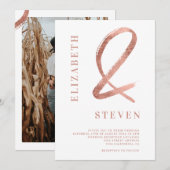 Chic roos gold ampersand noemt foto's bruiloft kaart (Voorkant / Achterkant)