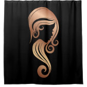 Chic Roos Gold Beauty Girl Hair & Makeup Salon Douchegordijn (Voorkant)