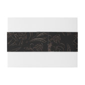 Chic Roos Gold Black Floral Wedding Uitnodigingen Wikkel (Achterkant Voorbeeld)