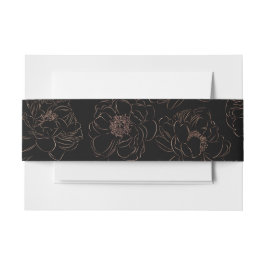 Chic Roos Gold Black Floral Wedding Uitnodigingen Wikkel