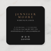 Chic Roos Gold Blue Waterverf Monogram Foto Vierkante Visitekaartje (Achterkant)