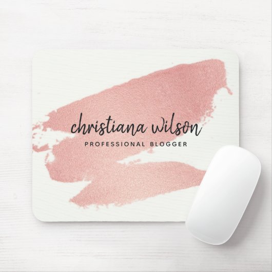CHIC ROOS GOLD BLUSH PINK BRUSH STROKE CALLIGRAPHY MUISMAT (Met muis)