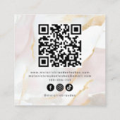 Chic Roos Gold Blush Pink Marble Monogram QR-code Vierkante Visitekaartje (Achterkant)