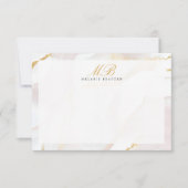 Chic Roos Gold Blush Pink Monogram Agaat Marmer Notitiekaartje (Voorkant)