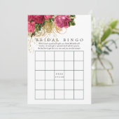 Chic Roos Gold & Blush Vrijgezellenfeest Bingo Kaart (Staand voorkant)