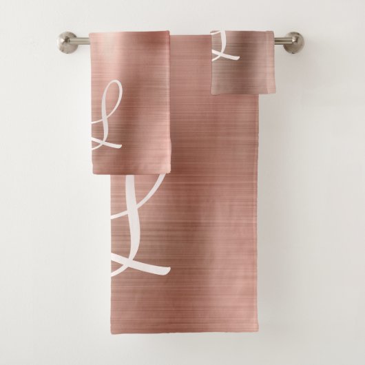 Chic Roos Gold Bored Metal Pink Monogram Bad Handdoek (Insitu)