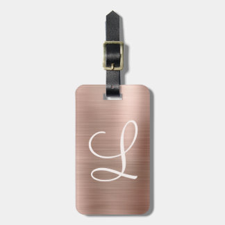 Chic Roos Gold Bored Metal Pink Monogram Bagagelabel
