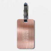 Chic Roos Gold Bored Metal Pink Monogram Bagagelabel (Achterkant verticaal)