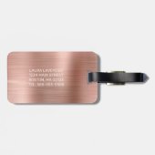 Chic Roos Gold Bored Metal Pink Monogram Bagagelabel (Achterkant horizontaal)