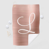 Chic Roos Gold Bored Metal Pink Monogram Golfhanddoek (Insitu)