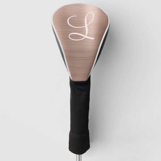 Chic Roos Gold Bored Metal Pink Monogram Golfheadcover (Voorkant)