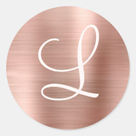 Chic Roos Gold Bored Metal Pink Monogram Ronde Sticker