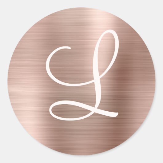 Chic Roos Gold Bored Metal Pink Monogram Ronde Sticker (Voorkant)