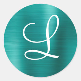 Chic Roos Gold Bored Metal Pink Monogram Ronde Sticker