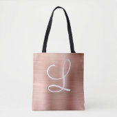 Chic Roos Gold Bored Metal Pink Monogram Tote Bag (Voorkant)