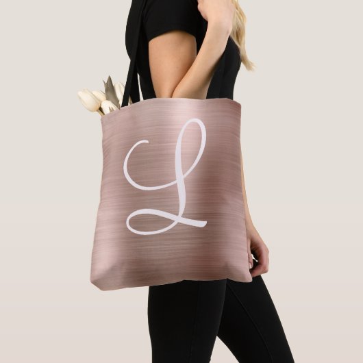 Chic Roos Gold Bored Metal Pink Monogram Tote Bag (Dichtbij)