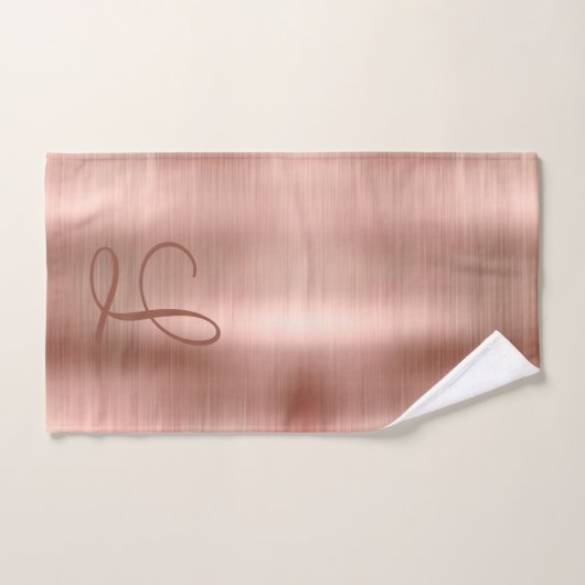 Chic Roos Gold Brushed Metal Monogram Initiaal Bad Handdoek (Handdoek)