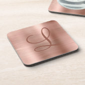 Chic Roos Gold Brushed Metal Monogram Initiaal Bier Onderzetter (Linkerzijde)