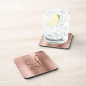 Chic Roos Gold Brushed Metal Monogram Initiaal Bier Onderzetter (Rechterzijde)